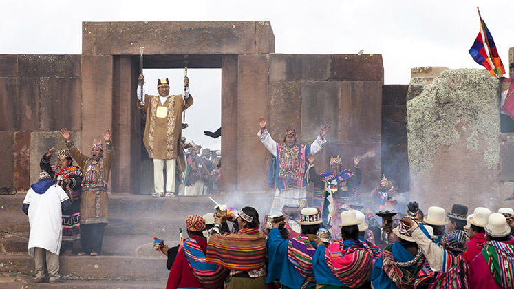 Bolivia's President Evo Morales assuming office in a traditional indigenous ceremony in 2015