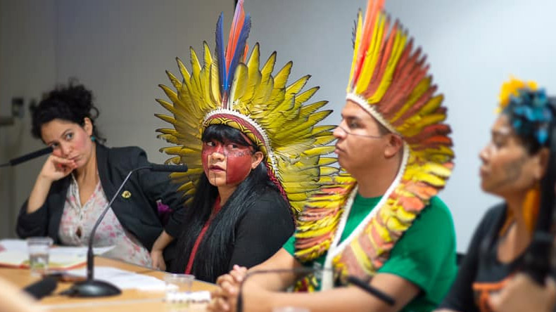 Brazilian indigenous leaders speaking at an LSE event on 15 November 2019 