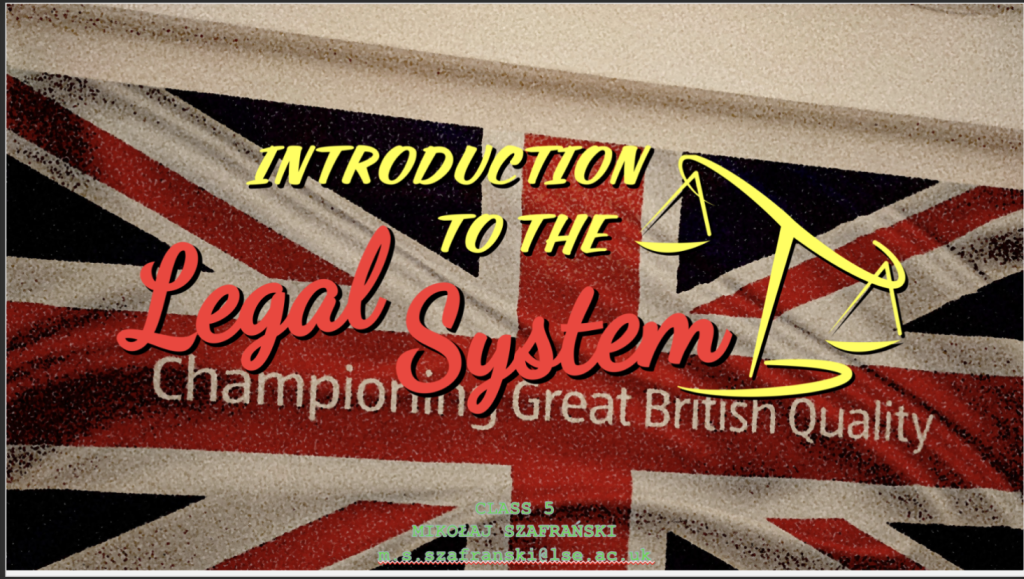 Union Jack with 'An introduction to the legal system' written across it