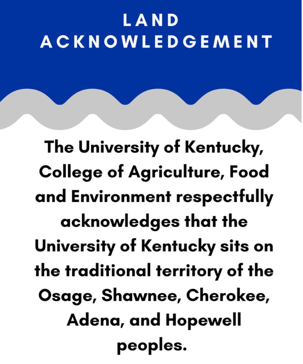 Screengrab of land acknowledgement from University of Kentucky, Martin-Gatton College of Agriculture, Food and Environment