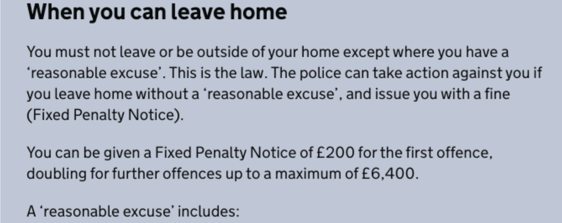 The police can fine you for leaving your home