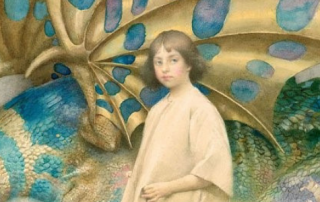 Picture of painting Innocence, picturing a child with a sleeping dragon