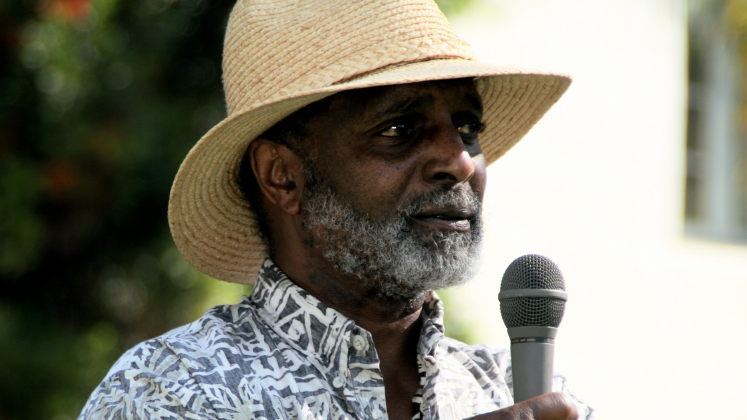 Cedric Robinson speaking at a rally, 2006