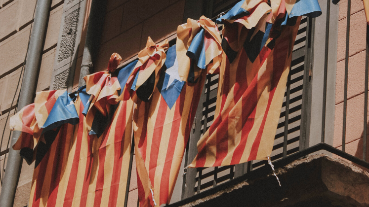 Catalan flags on balcony
