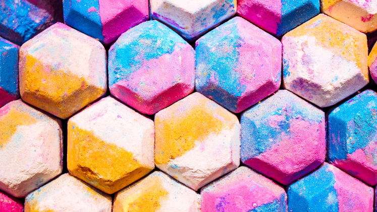 Multicoloured hexagonal blocks