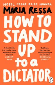 How to stand up to a dictator book cover, orange with white writing. 