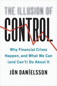 The illusion of control book cover by Jon Danielsson showing a graph trending downwards
