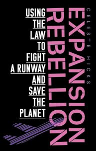 Expansion Rebellion book cover, a black background with white and pink writing and a purple illustration of an airplane on a black background.