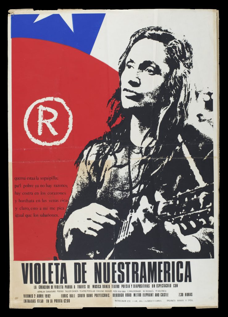 poster, featuring Violeta Parra, one of the founders of the Nueva Canción movement