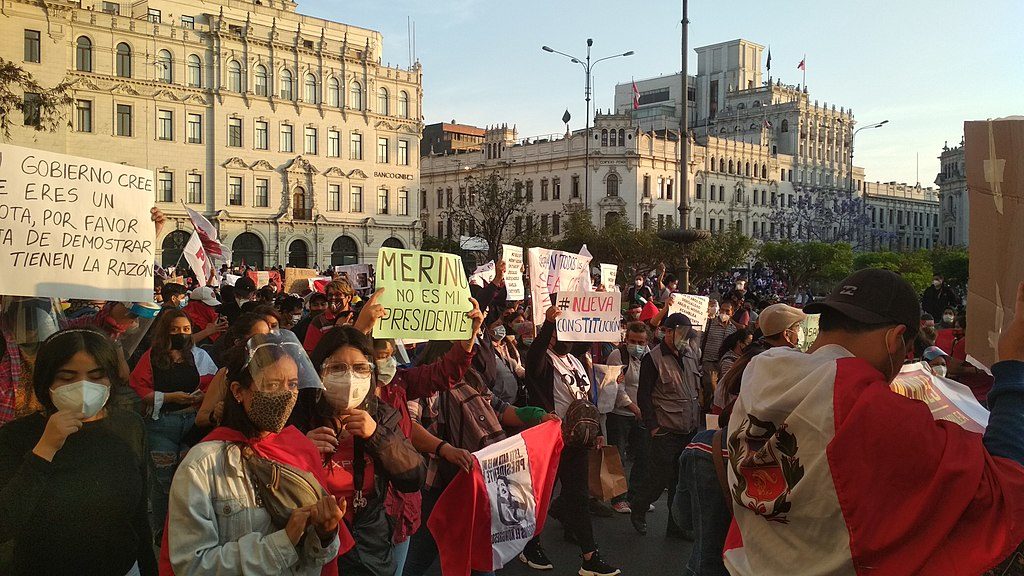 Protests in Lima over a parliamentary coup on November 12, 2020