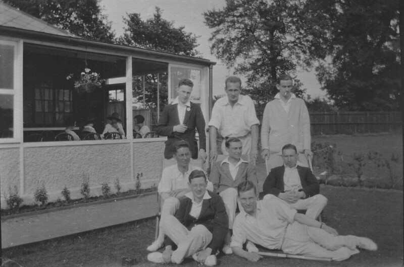 Tennis Party at Malden, 1926. All LSE evening students. Back row: Joseph Frederick Parkinson, Henry Charles Weston Sanders, Alan Russell Smith. Middle row: William Keith Atkins, Reginald Arthur Dunn, Thomas James Griffiths. Front row: David Ralston Gregg, Norman Lovell Smith. IMAGELIBRARY/910. LSE