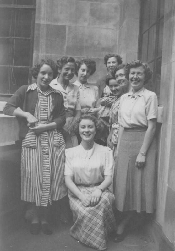 Graduate School Office Staff, 1957. Joan Richards, Anne Bohm, Mary Hannigan, Enid Tompkins, Margaret Jones, Doreen Feakins. IMAGELIBRARY/323. LSE