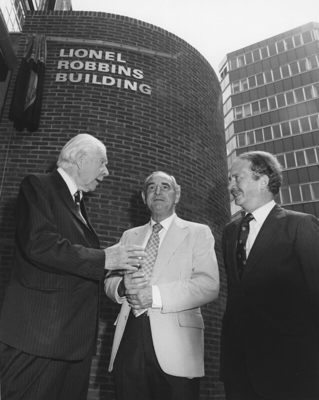Lord Robbins, Sir Huw Wheldon and Professor Dahrendorf at the naming of the Lionel Robbins Building, 1978. IMAGELIBRARY/377. LSE