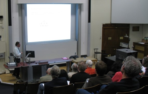 Norman Biggs lecturing at the colloquium in May 2007