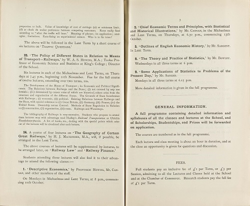Outline of the Railway Administration courses, LSE Calendar, 1898-1899