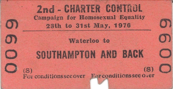 1976 return train ticket from London Waterloo to the CHE conference in Southampton. HCA/CHE/8/29. LSE