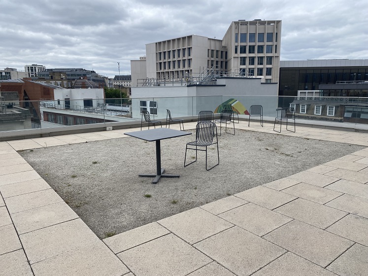 The terrace space before the addition of the art installation 