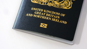 Bottom of UK passport